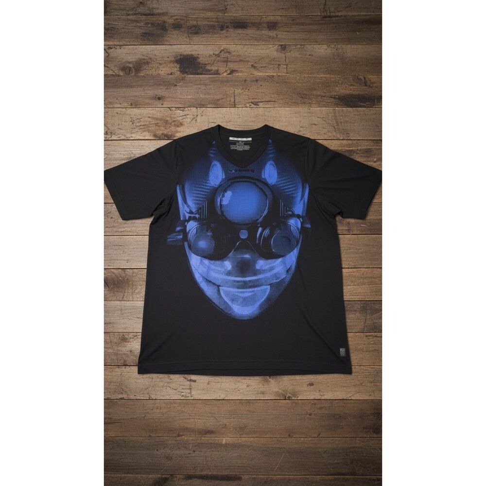 Sean John Retro Graphic V-Neck T-Shirt Black/Blue Face Print Men's Size 3XL
